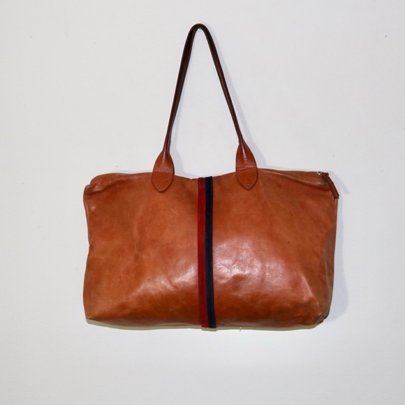 Clare V. Racer Zip-Top Tote Bag in Camel Tan - Picture 2 of 16